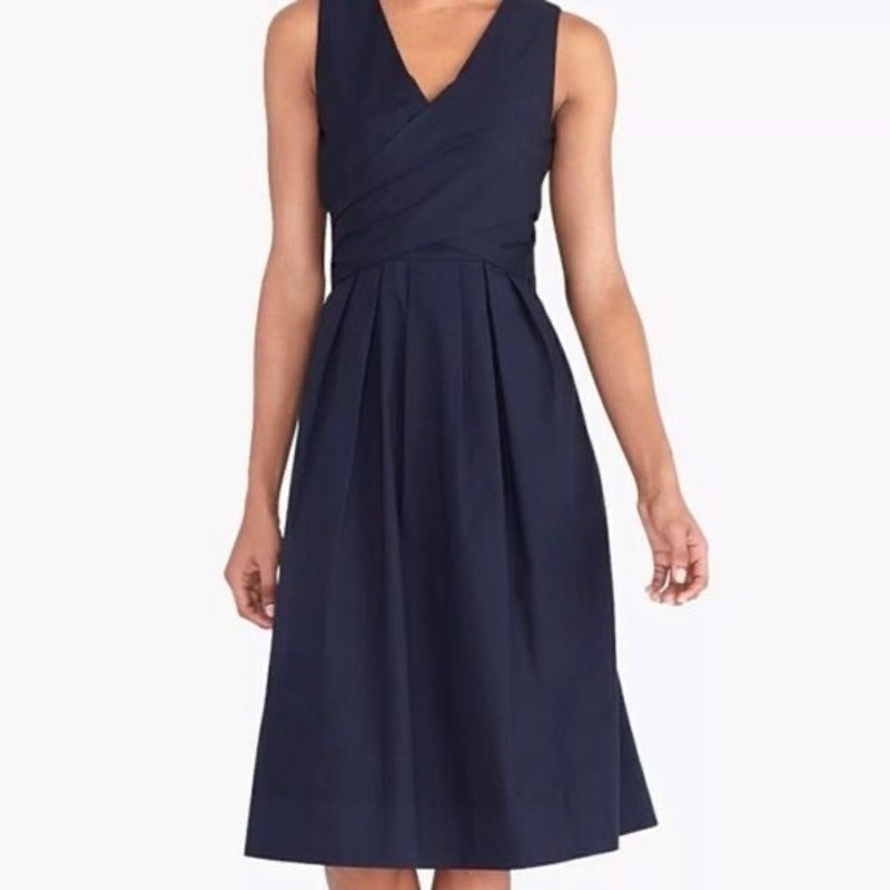 NWT J by J.Crew Wrap Top Shirt Dress Cotton Blend sz 10 Navy Sleeveless Preppy