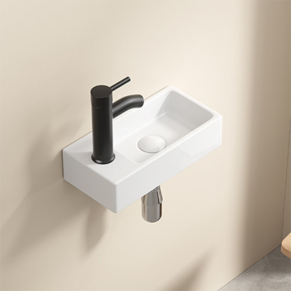 Wall Mounted Bathroom Sink,Small Cloakroom Basin Sink,Rectangle Ceramic Wash Bas