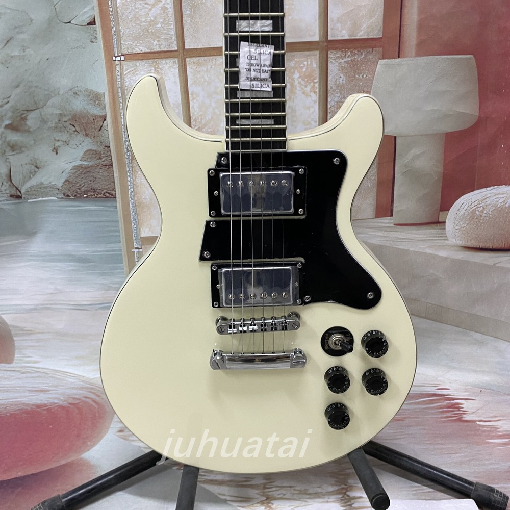 LP Custom electric guitar Beige White mahogany body H-H pickup 6 string