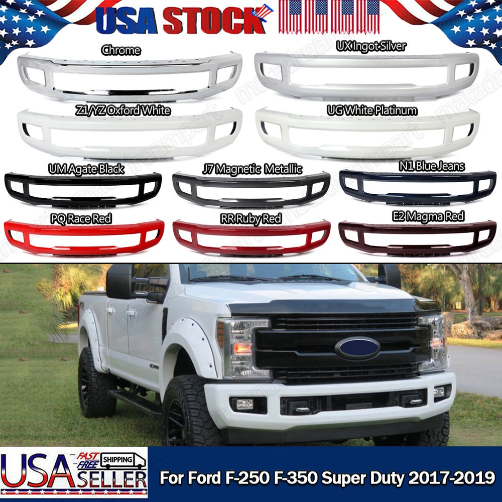 STELL FRONT BUMPER FACE BAR W/ FOG LIGHT HOLE FOR 2017-2019 F250 F350 SUPER DUTY