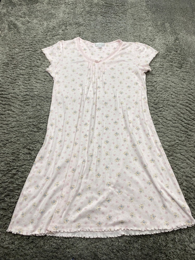 Miss Elaine Nightgown Women Small Pink Floral Smocked Coquette Cottage Sleepwear