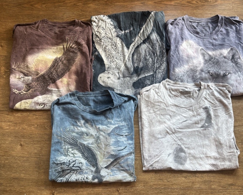 Lot of 5 Vintage 90s The Mountain Wildlife Tie Dye T-Shirts XXL