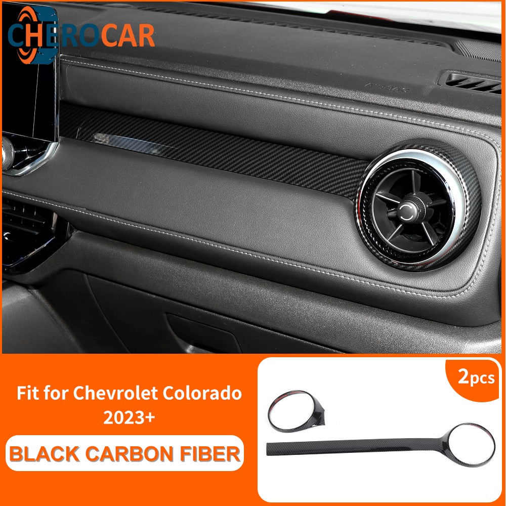 2X Carbon Fiber Center Air Condition AC Vent Outlet Cover For Chevy Colorado 23+
