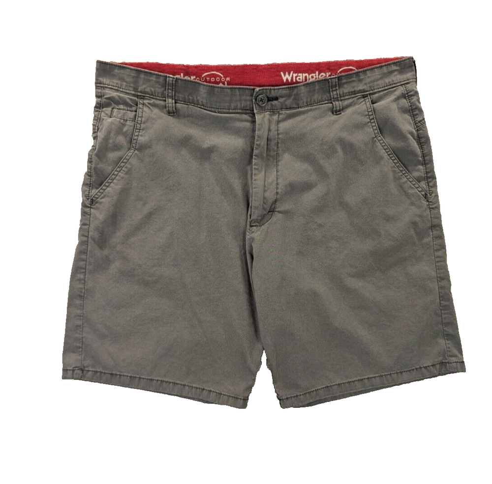 Wrangler Outdoors Shorts 38 Men's Gray Chino Elastic Waistband  Cotton Blend