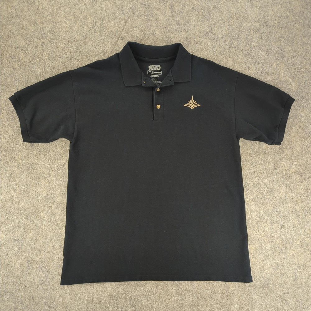 Star Wars Shirt Mens Large Black Jedi Order Polo Embroidered Cotton Lucasfilm