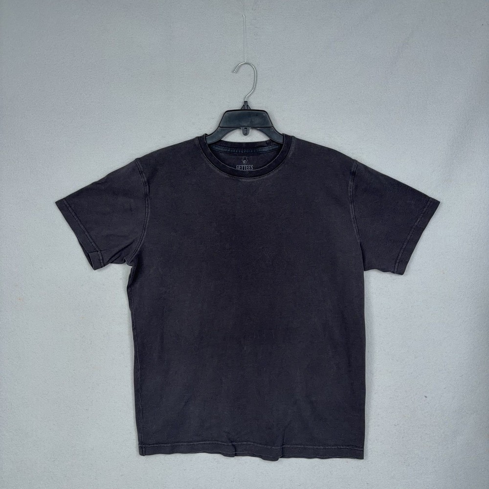 Gettees Shirt Mens Large Black Supima Cotton Short Sleeve Crew Neck Basic Tee