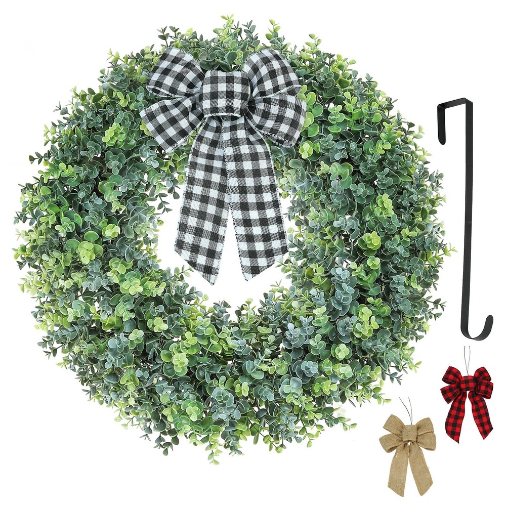 22in Spring Summer Boxwood Wreath for Front Door Decor