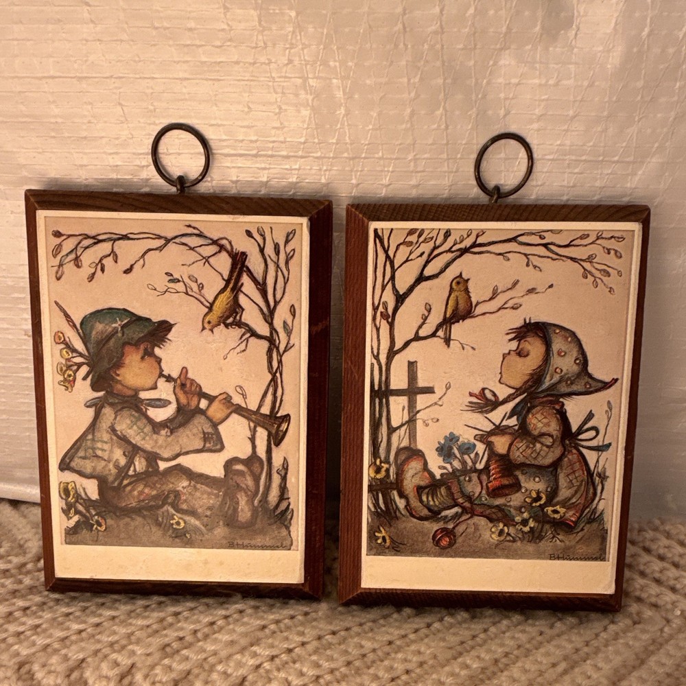 Vintage Set of 2 Hummell Wood Wall Plaques 5