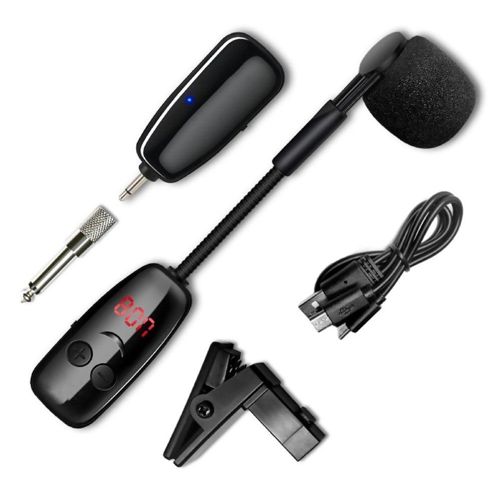 Wireless UHF Microphone for Trumpet Saxophone 50M Range Lavalier Mic
