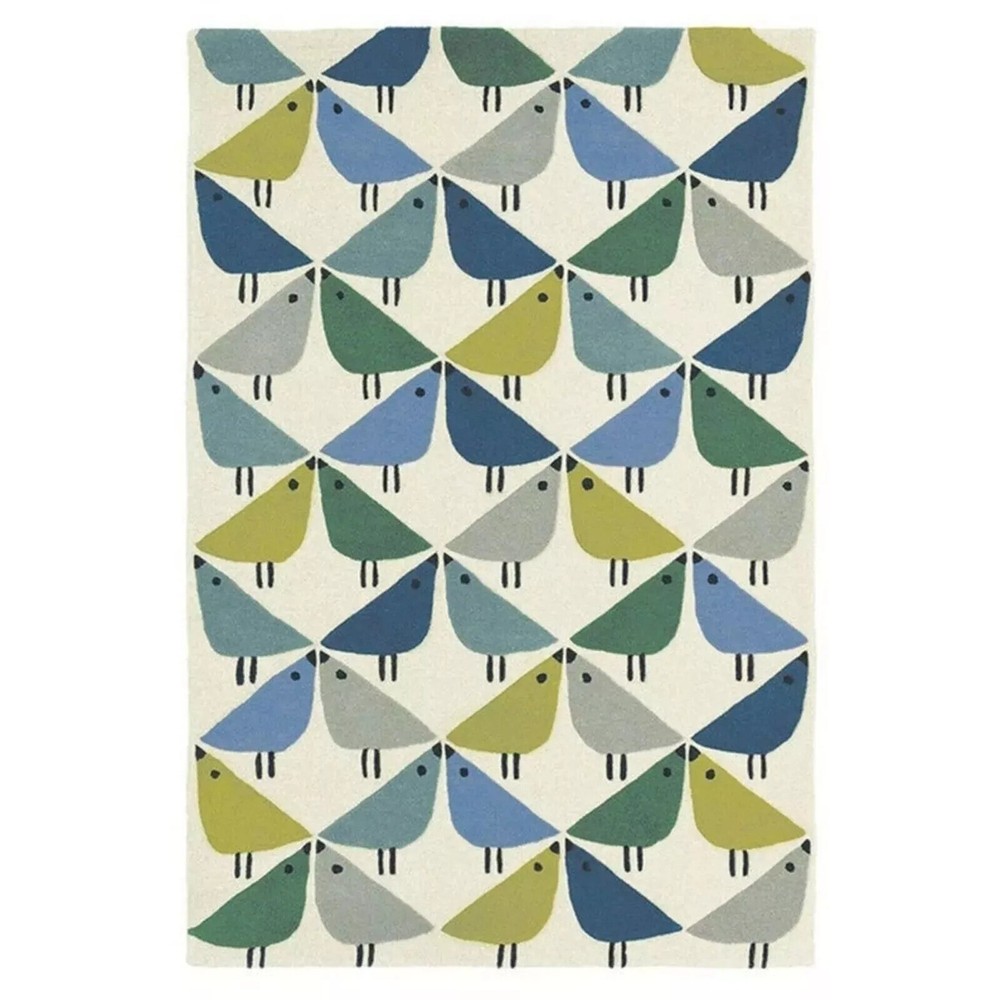 Handmade Modern Bird Design Wool Rug for Home or Office