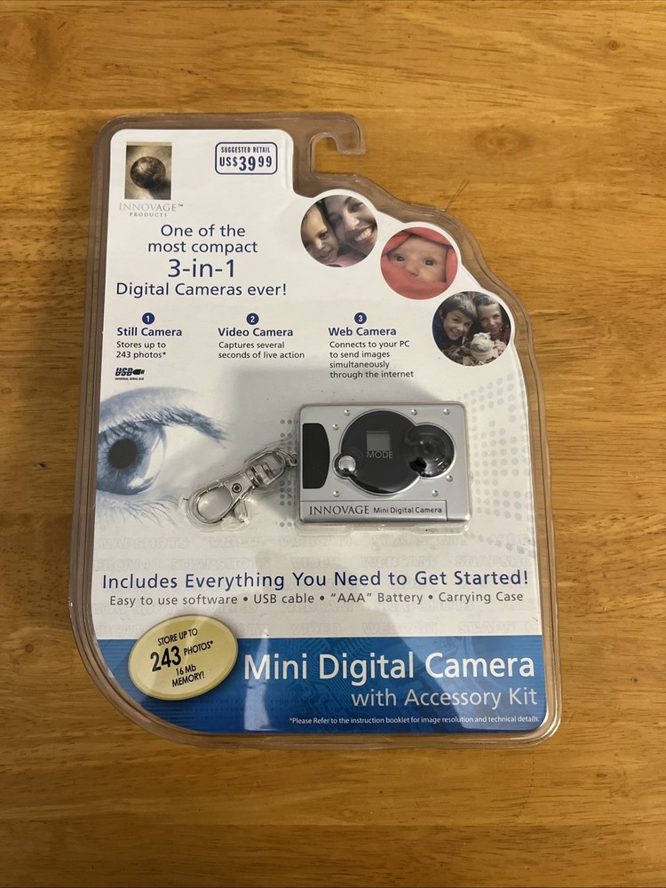 Innovage Mini Digital Camera W/Accessory Kit 2007 Keychain Stores 243 Pics Video