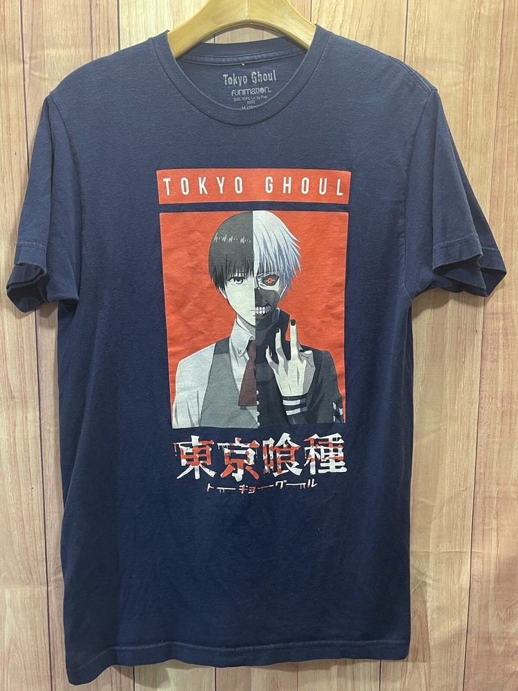 Tokyo Ghoul Kaneki Split Face Black Graphic T-shirt Size Medium M Funimation