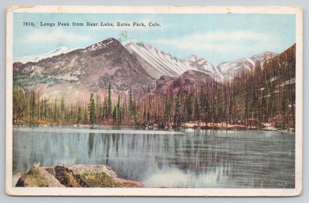 Longs Peak Bear Lake Estes Park Colorado Vintage Postcard RMNP