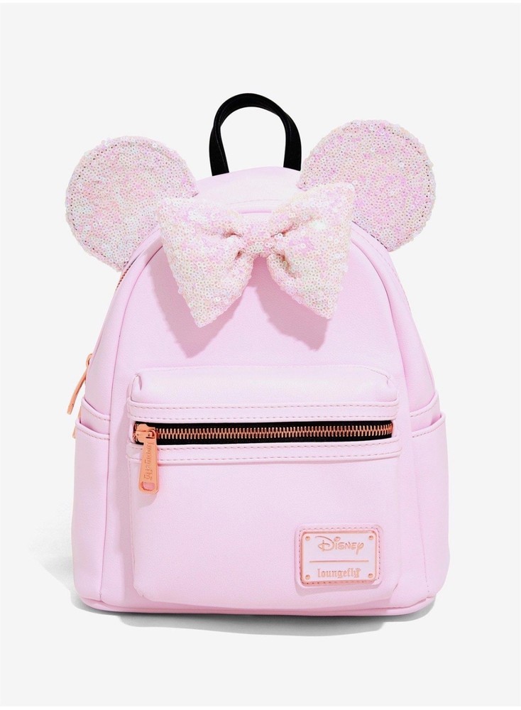 BNWT Minnie Mouse Pink Iridescent Sequin Loungefly Backpack