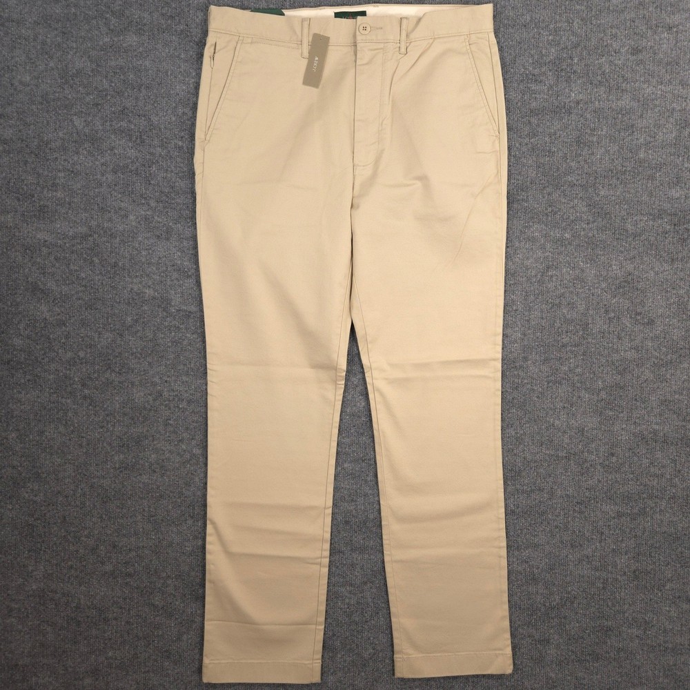 J Crew Pants Mens 32X32 Light Khaki Chino Slim Tapered Stretch Twill Preppy NEW