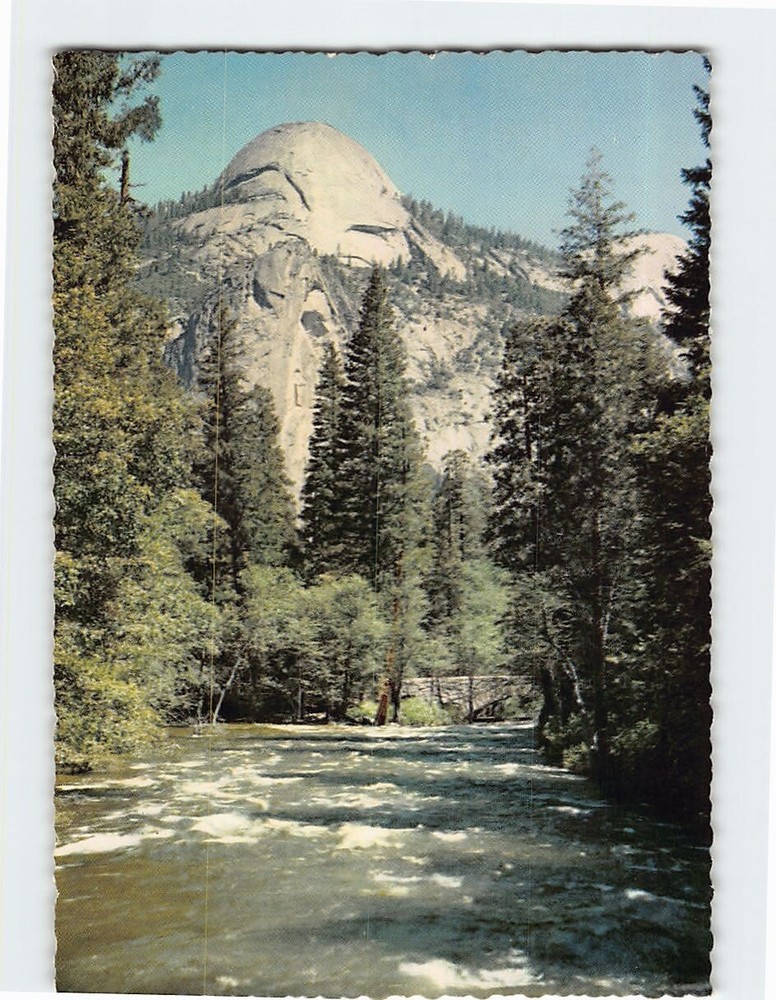 Postcard North Dome and Merced River Yosemite National Park California USA