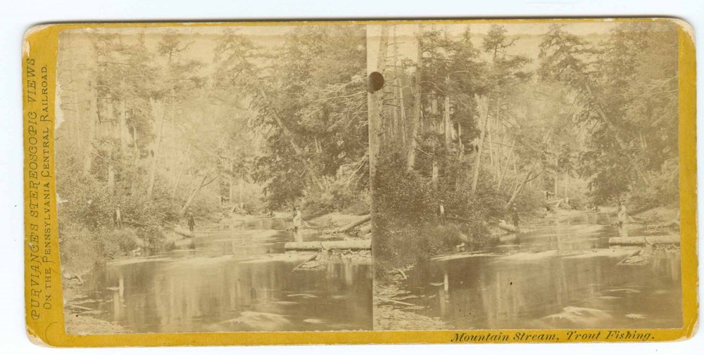 B5005~ PENNSYLVANIA -Purviance Railroad Mountain Stream Trout fishing Stereoview