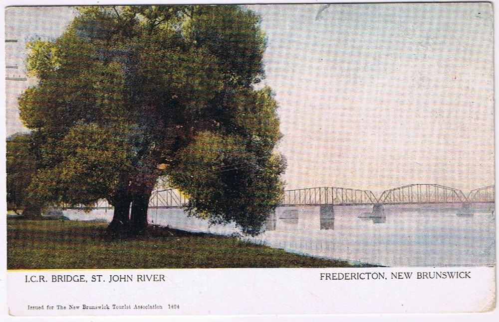 Postcard ICR Intercontinental Bridge Saint John River Fredericton New Brunswick
