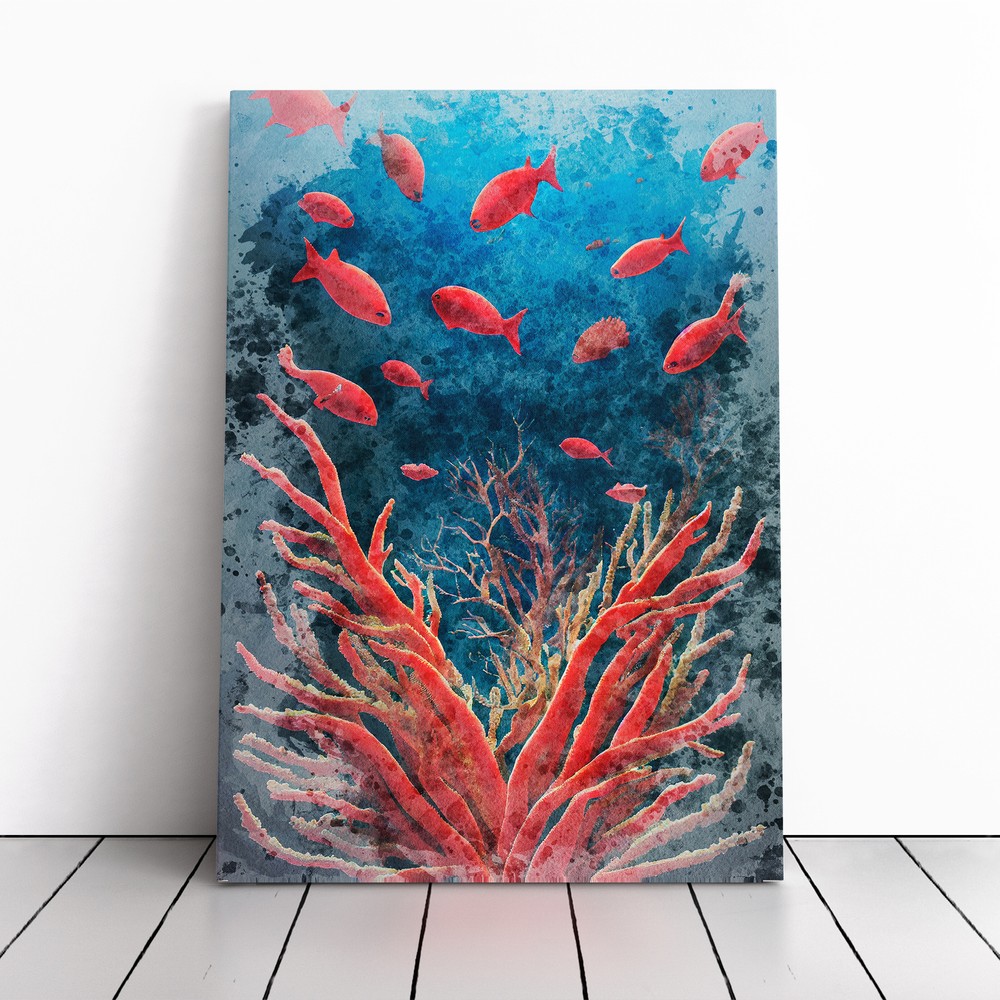 Fish By The Coral Reef Canvas Wall Art Print Framed Picture Home Office Decor
