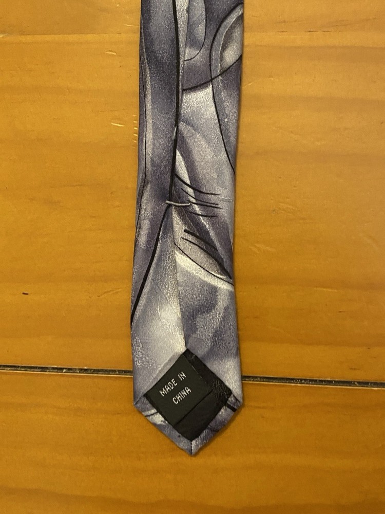 J. Garcia Snail Garden Collection Gray/Black Abstract Woven Silk Tie