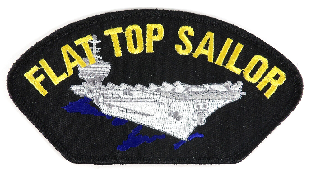 US Navy Flat Top Sailor Embroidered Iron On Sew On Hat Patch
