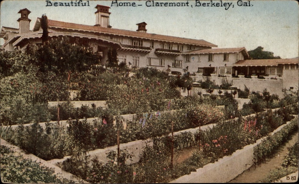 Beautiful Home Claremont Berkeley California terrace gardens ~ c1910 postcard