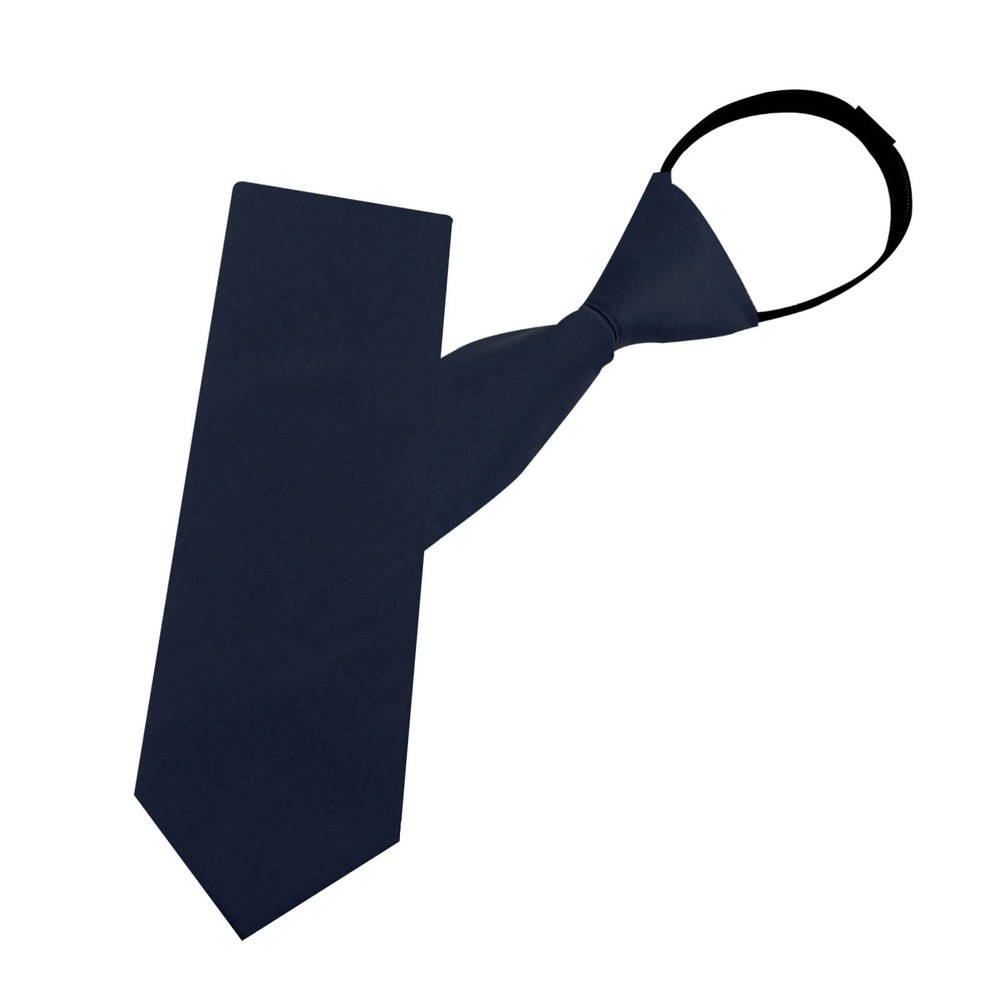 3.15 Inch Navy Pre-Tied Zipper Tie for Men Adjustable Polyester Silk Clip On
