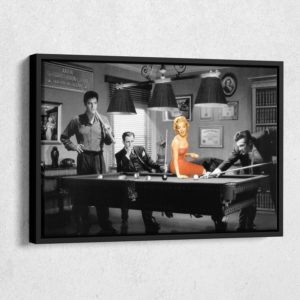 Marilyn Monroe Elvis Presley Billiard Poster Canvas Wall Art Vintage Decor