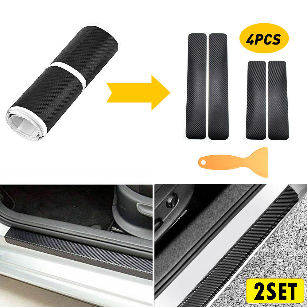 8x 5D Sticker Carbon Fiber Car Scuff Plate Door Sill Cover Protector Accessories