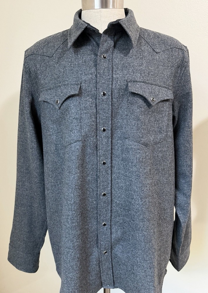 NWOT Pendleton Canyon Virgin Wool High Grade Western Gray Snap Shirt XL Tall