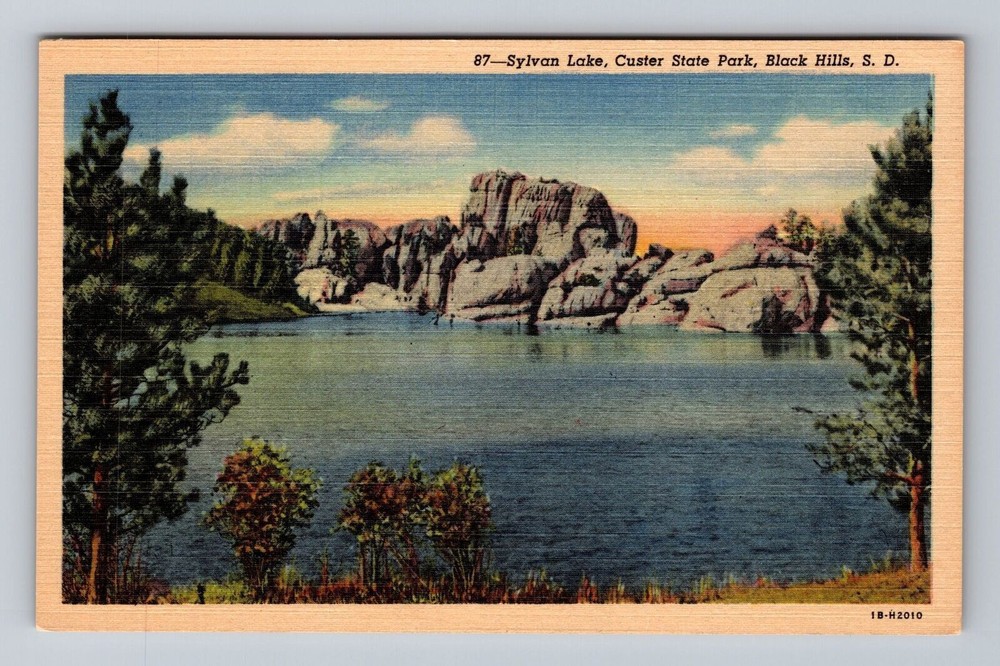 South Dakota SD Black Hills Sylvan Lake Custer State Park Vintage Postcard