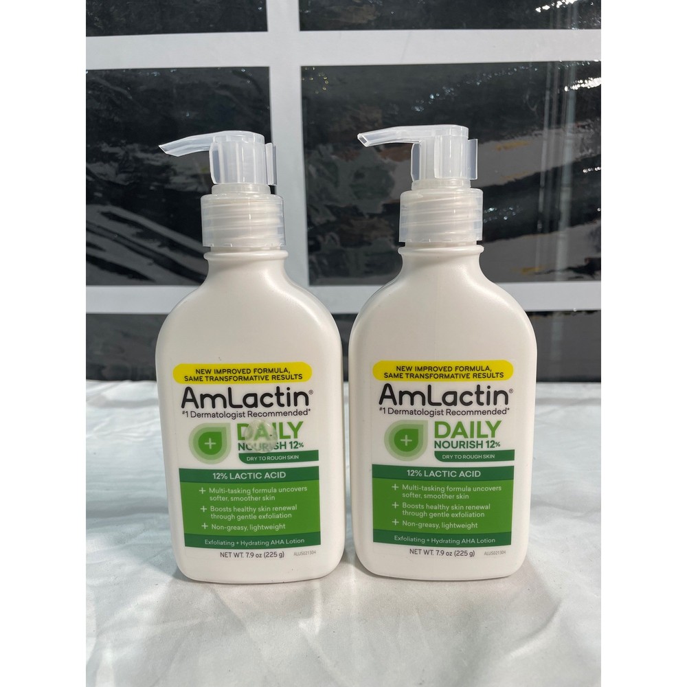 Lot of 2 AmLactin Daily Nourish 12% Lactic Acid Lotion 7.9 oz Exfoliating AHA