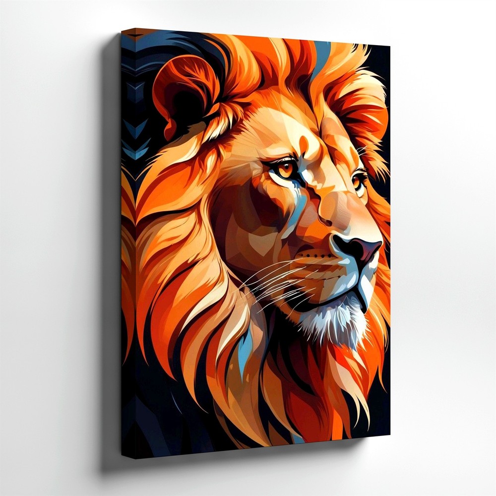 Wall Art Colorful Lion Portrait Canvas Print Modern Animal Poster Home Decor