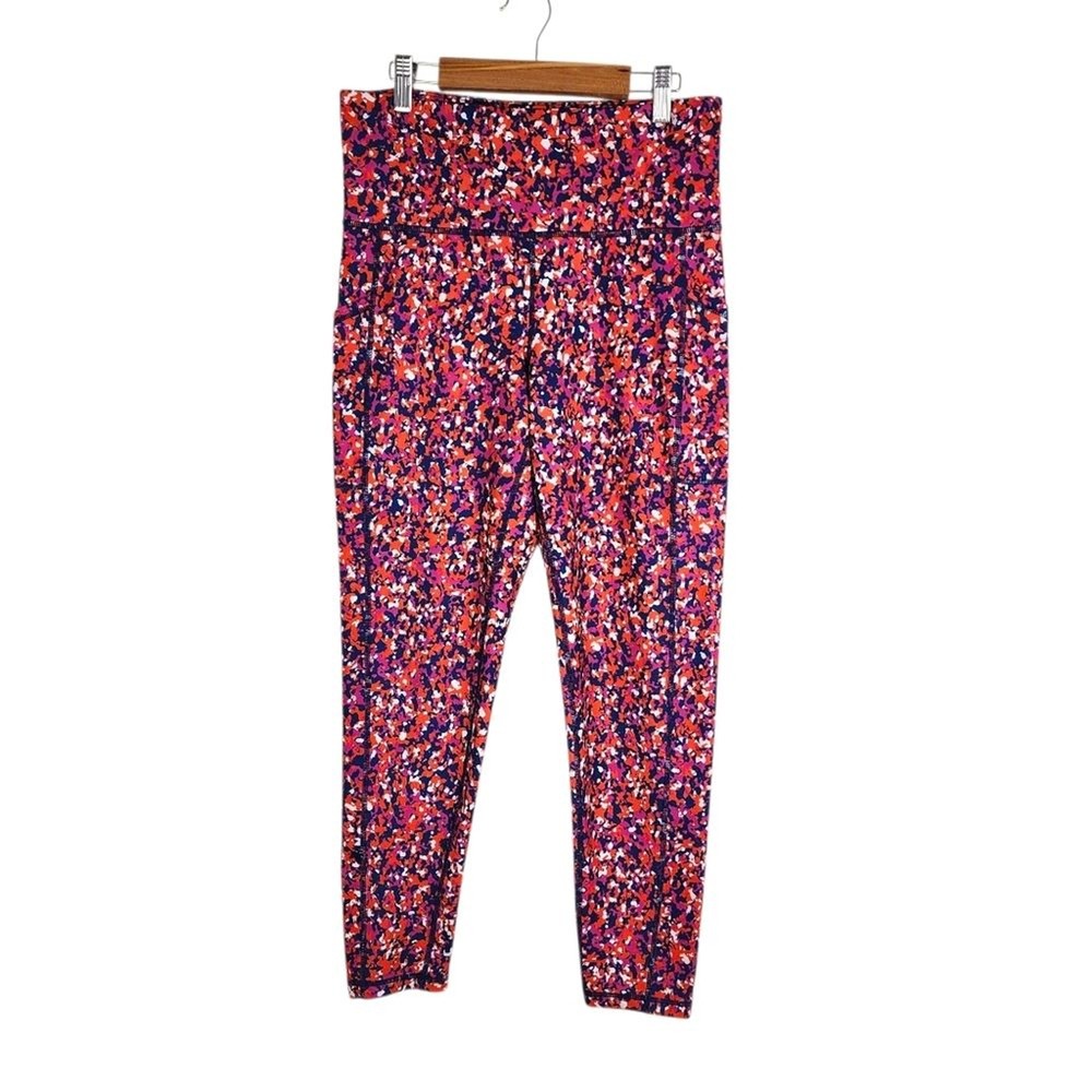 Abstract Print Side-Pocket Cropped Leggings Size M
