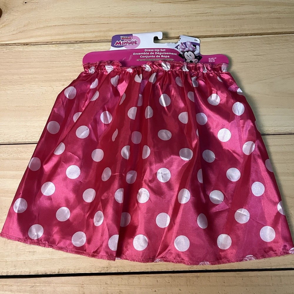 Disney Junior Minnie Mouse Pink Polka Dot Dress Up Skirt Size 4-6X Halloween