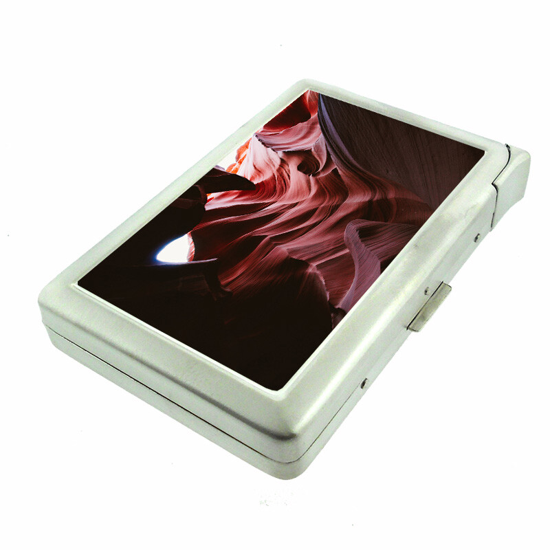 Abstract Canyon Metal Cigarette Case with Built-in Lighter and Wallet-image