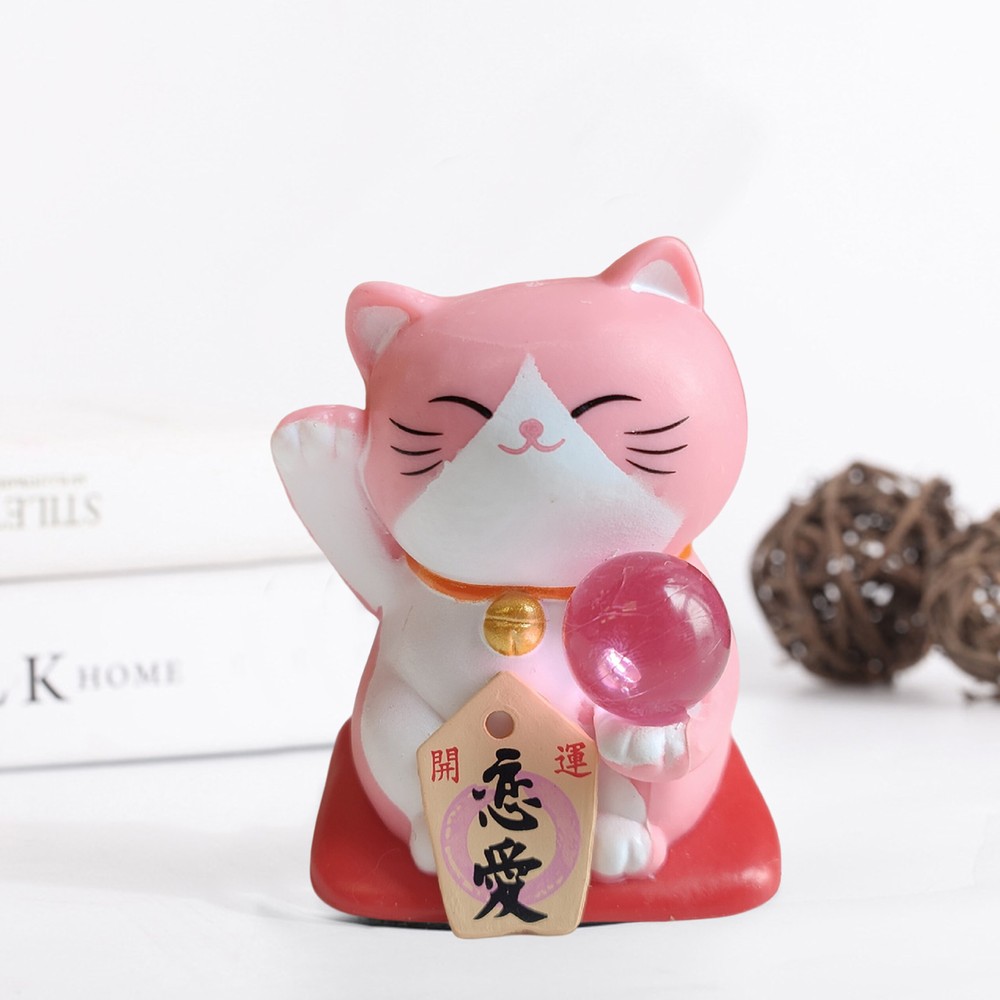 7pcs Lucky Cat Figurines Cartoon Decorative Kawaii Lucky Cat Car Desktop