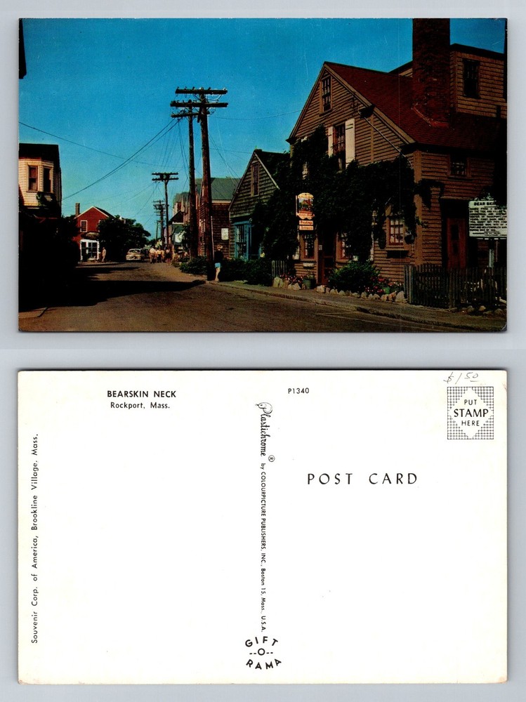 Rockport, MA-Massachusetts, Bearskin Neck Shops Street Scene Vintage Postcard
