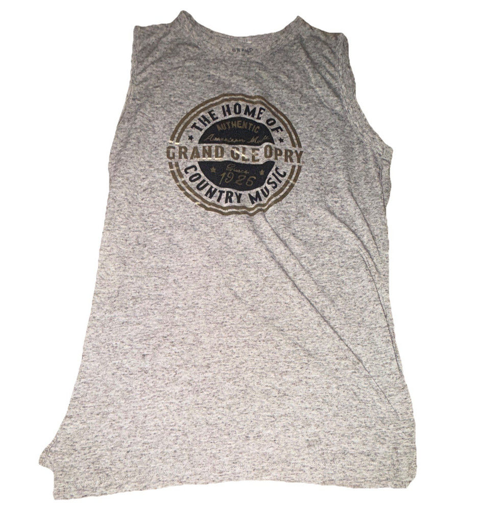 Grand Ole Opry Women's Gray Logo Graphic Sleeveless Crew Neck Tank Top Size L