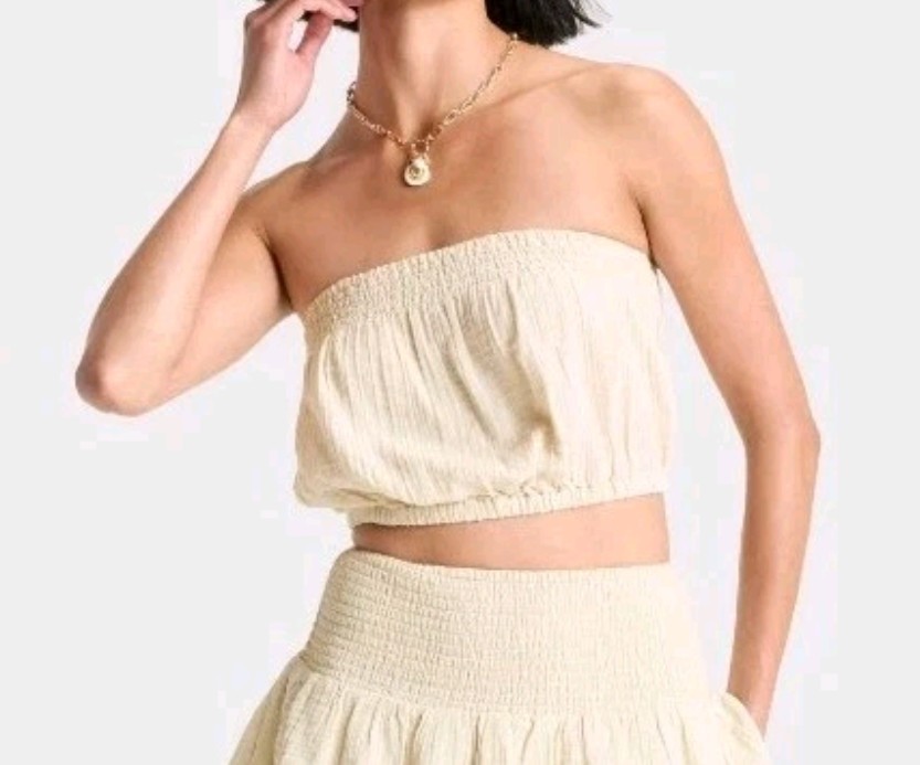 Women's Crinkle Gauze Tube Top Universal Thread Tan size XXL