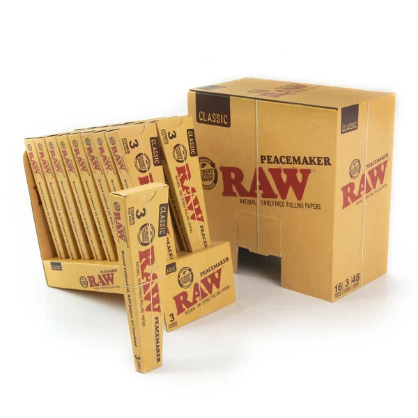 RAW Classic Peacemaker Pre-Rolled Cones 3ct - 16 Packs per Box  