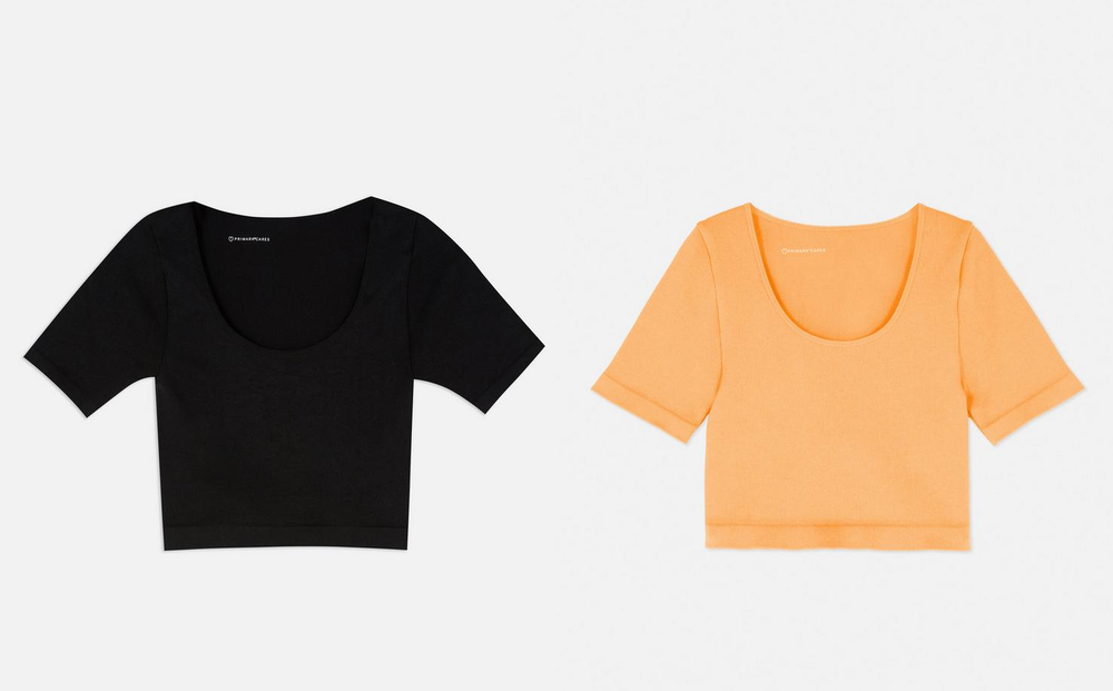 Women's Cropped T-Shirt Vest workout top Narrow Ribbed Primark