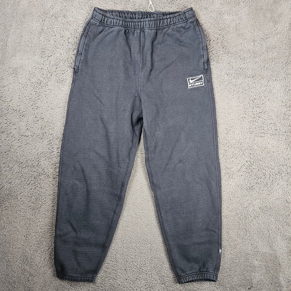 Nike x Stussy Mens Medium Black Fleece Sweatpants Joggers DC4227-010
