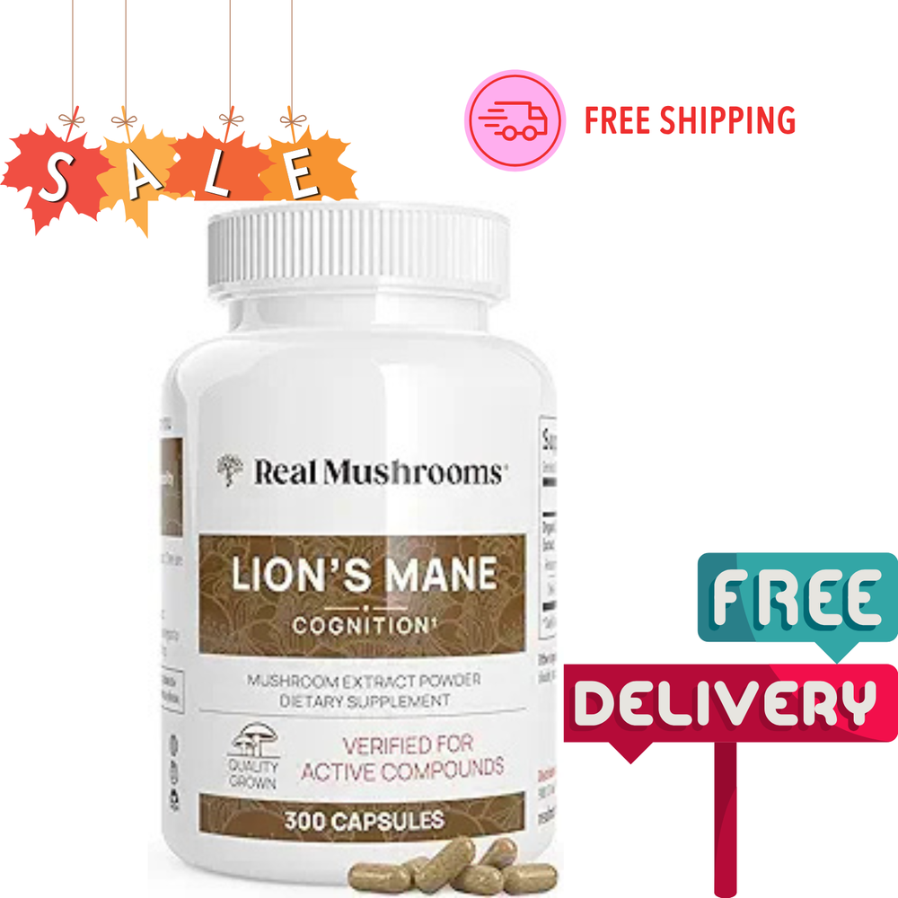 Real Mushrooms Lion’s Mane Mushroom Extract Capsules 300 Caps