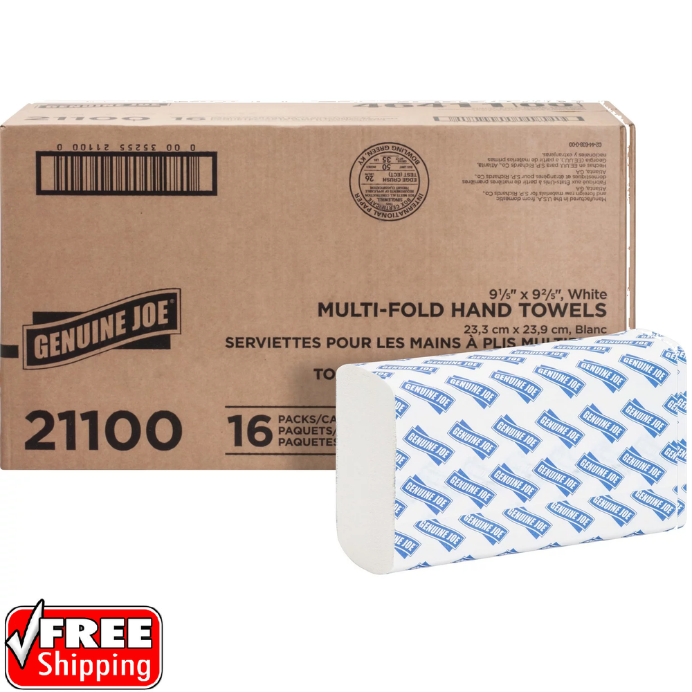 4000 White Paper Multifold Towels Bulk C-Fold Recycled Fiber Genuine Pack of 16