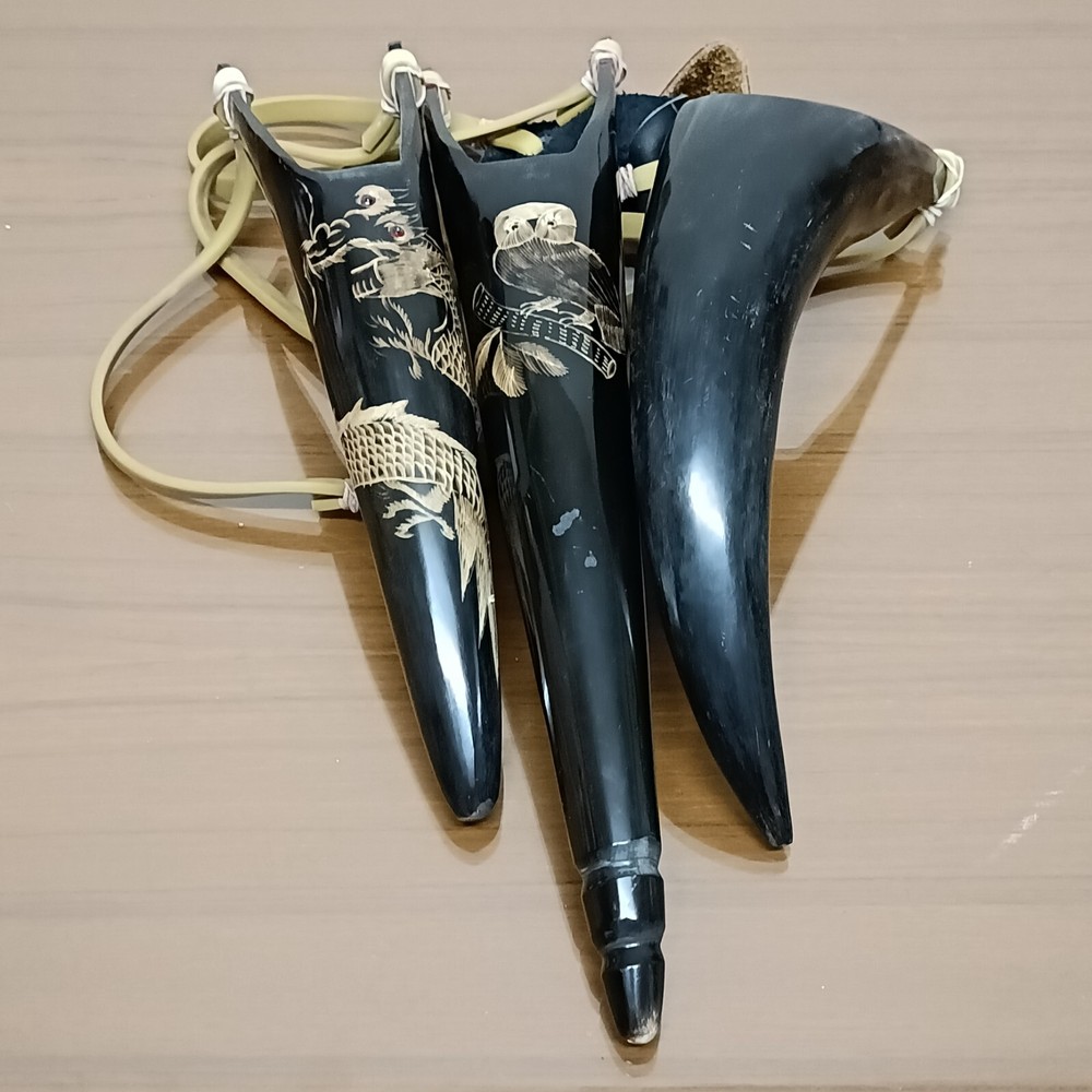 Slingshot Buffalo Horn Natural Carved Vintage Thai Handle Catapult Hunting Sport