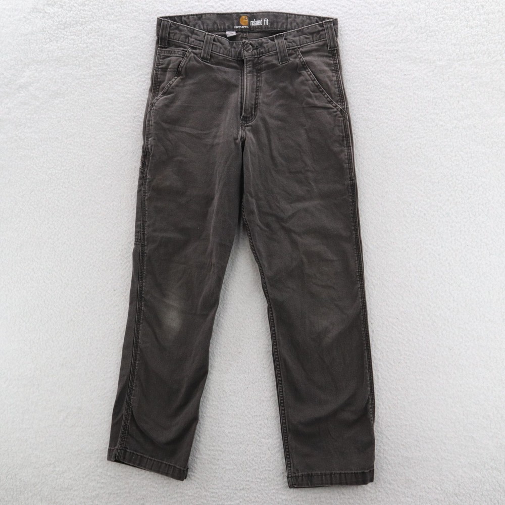 Carhartt Pants Men's 30x30 Gray Relaxed Rugged Flex Canvas Y2K Utility Workwear
