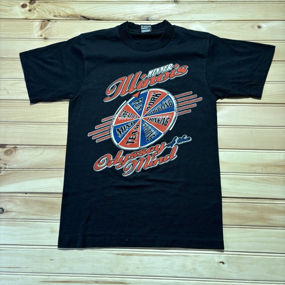 Vintage 80s Illinois Odyssey of The Mind Wheel Spin Single Stitch Shirt - Small