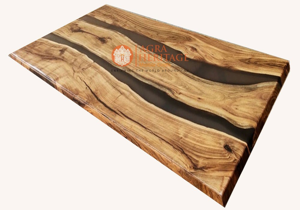 Custom Acacia Wood Epoxy Resin Luxury Dining Table Furniture-image