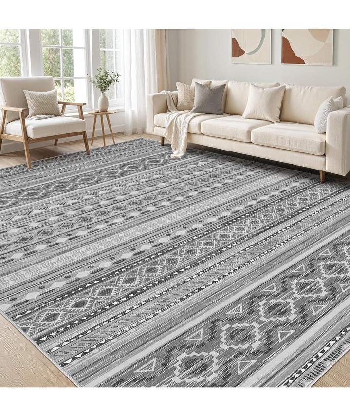 5x8 Area Rugs Living Room Rug: Washable Boho Rugs with Non Slip Backing